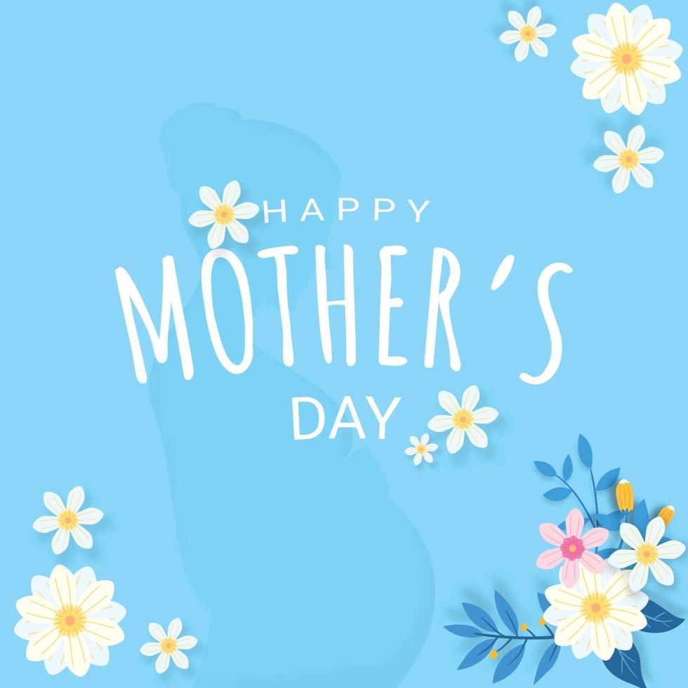 Happy mother's day greeting card design with flower and typography ...