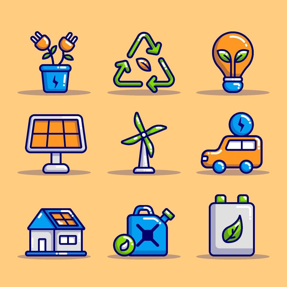 colecciones de iconos de tecnología ecológica verde vector