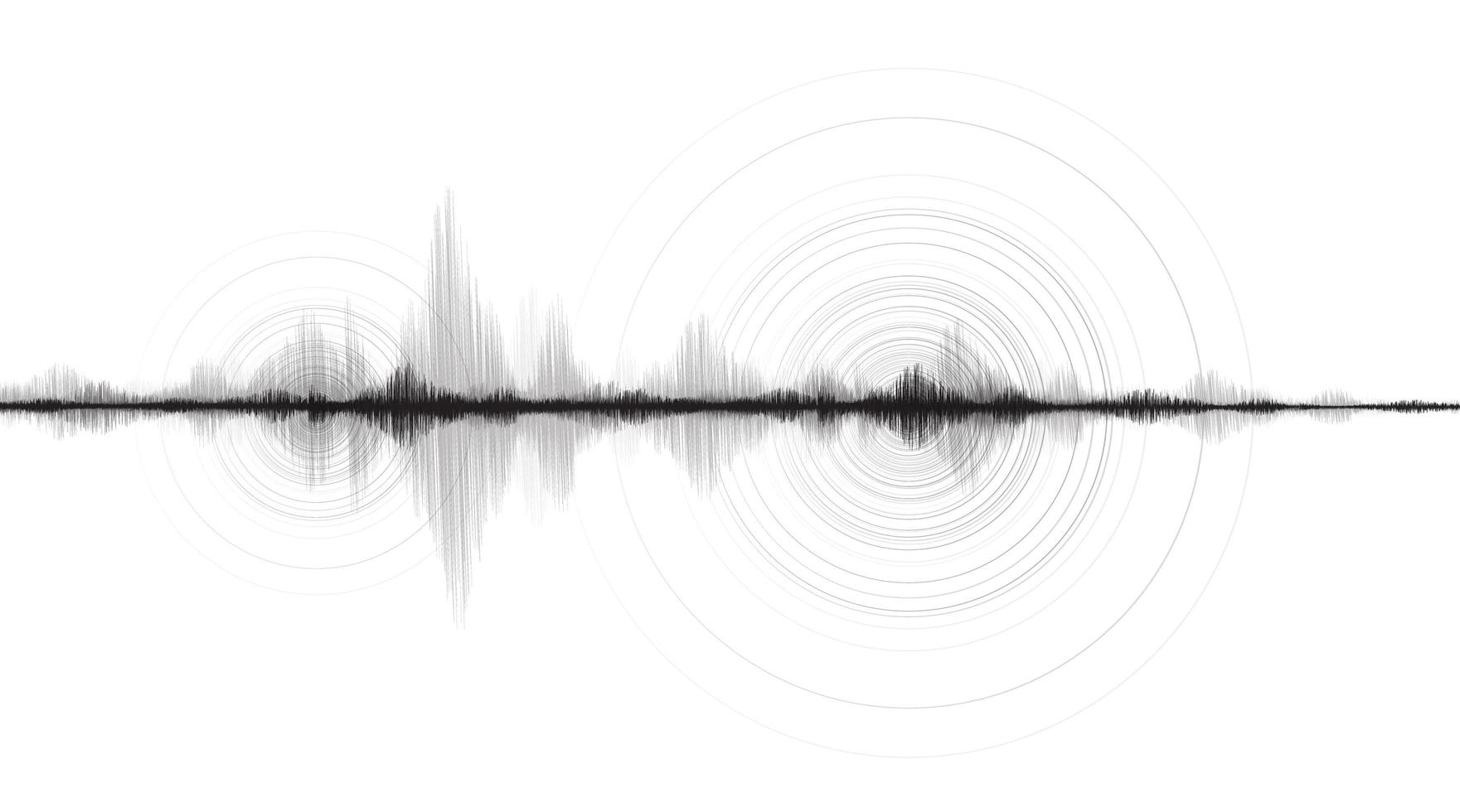 Black and white Mini Earthquake Wave With Circle Vibration Line White paper background vector