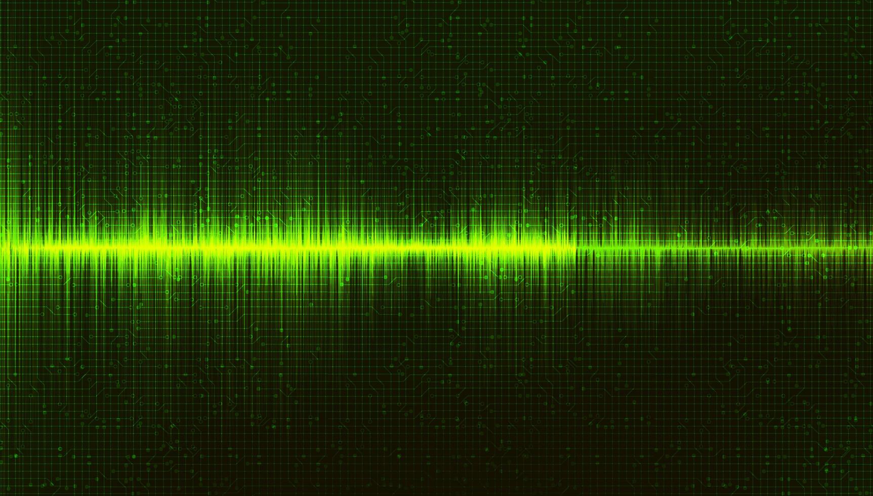 Fondo de onda de sonido digital verde, concepto de diagrama de música y alta tecnología vector