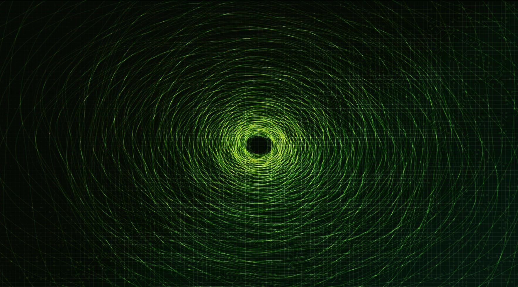 Teletransportación de tecnología espiral warp sobre fondo verde, diseño de concepto de red vector