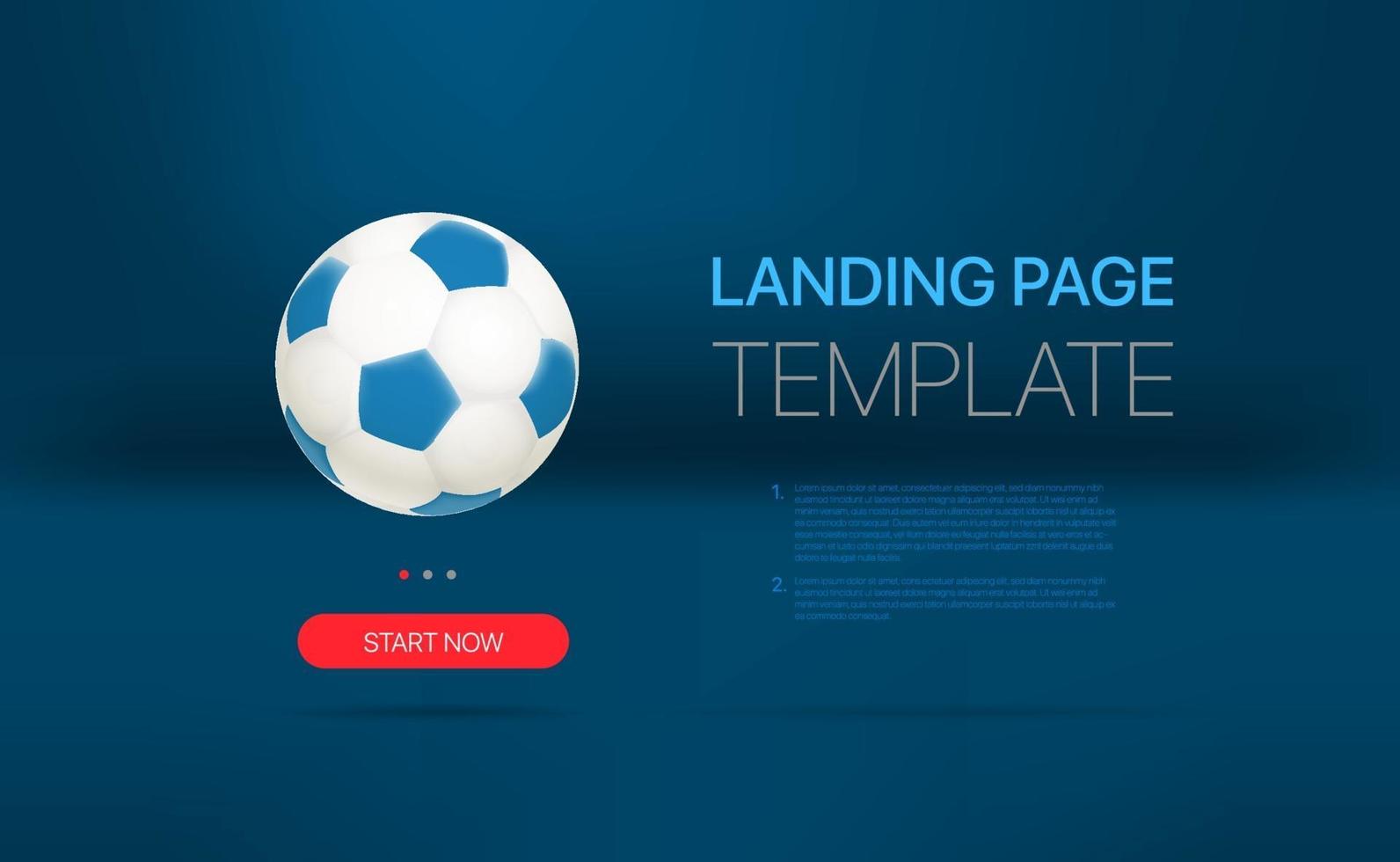Promo landing page template with soccer ball vector