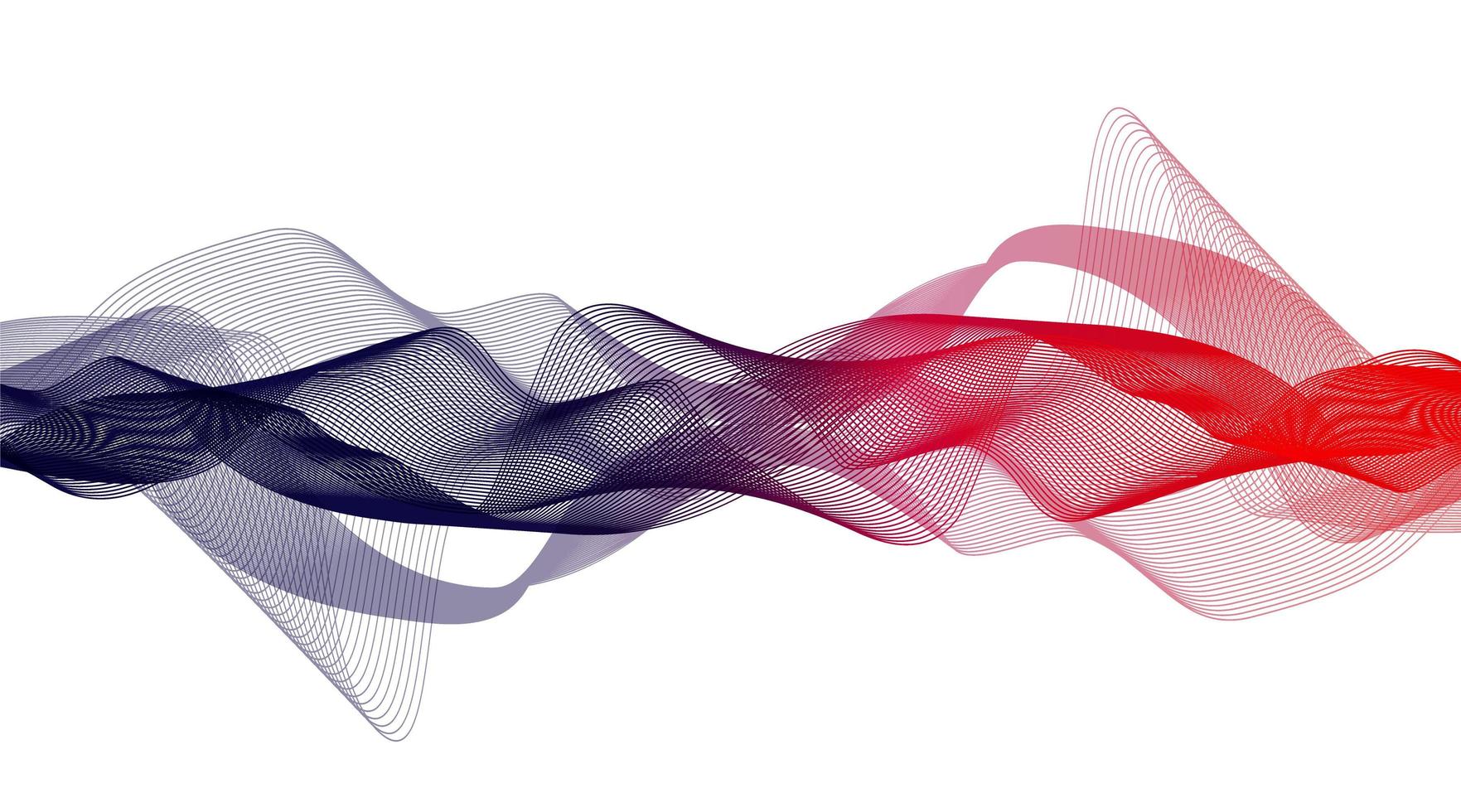 Red and Blue Waving Digital Sound Wave on white background vector. vector