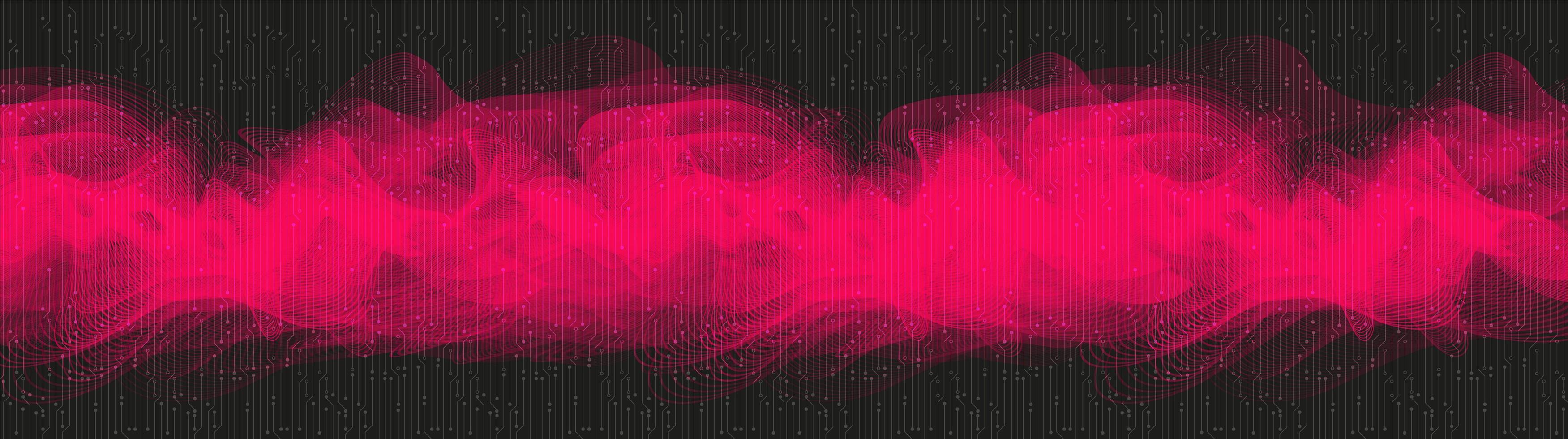 Pink Digital Sound Wave on Black  Background, technology and earthquake wave diagram concept vector