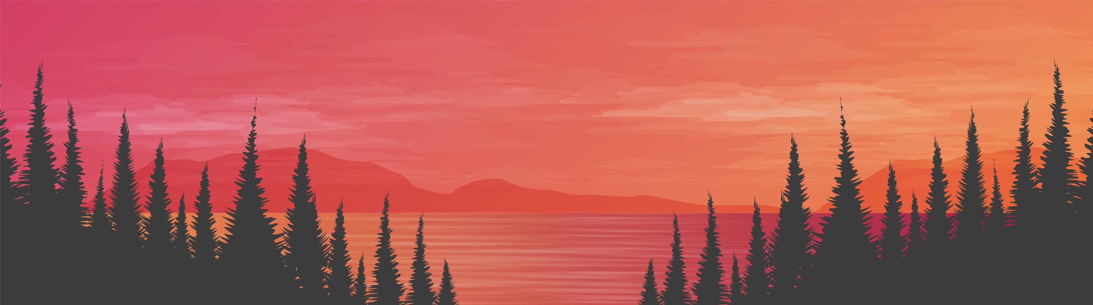 Panorama Beautiful Sea on landscape background, sunshine and sunset concept design vector