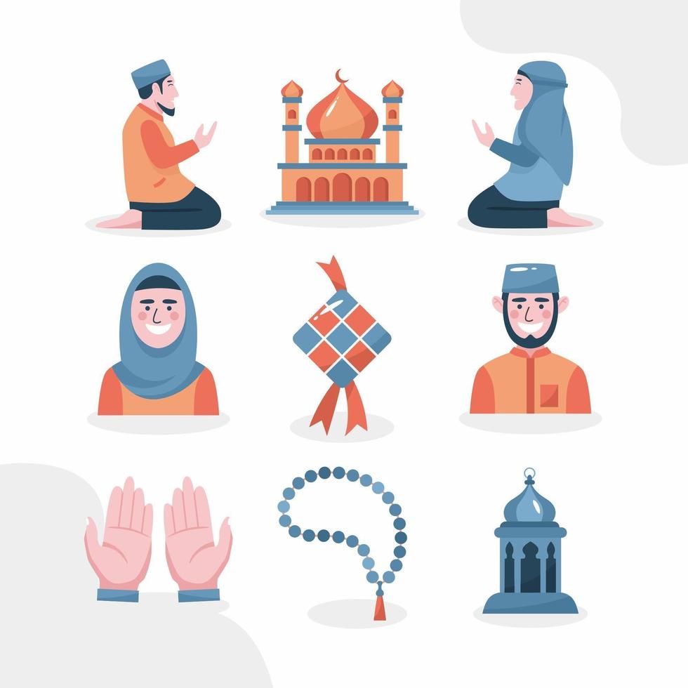 Eid Mubarak Icon Set vector