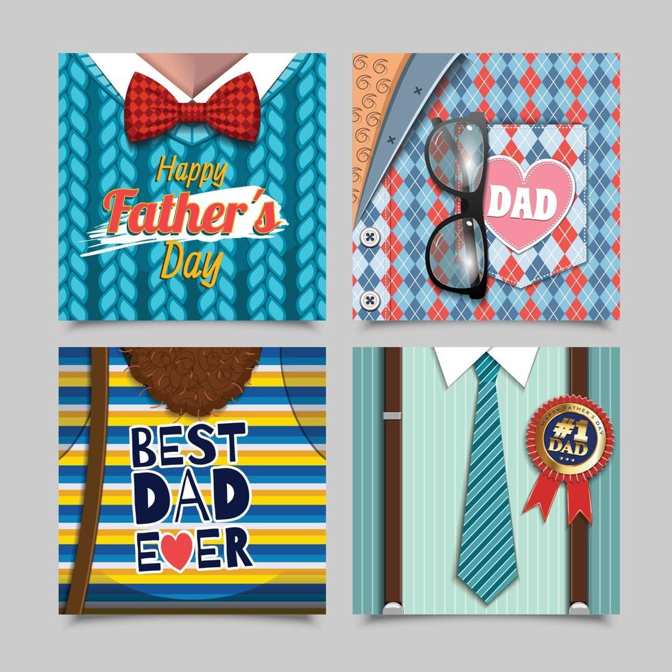 feliz dia del padre tarjetas de felicitación vector