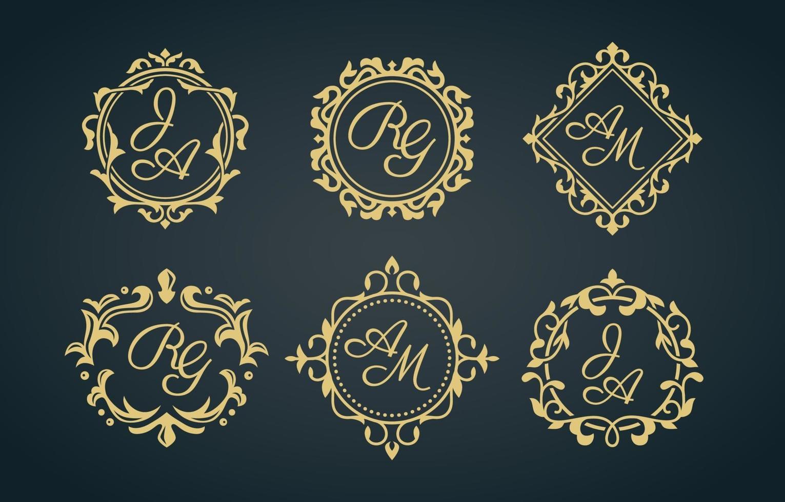 Set of Elegant Floral Monogram vector