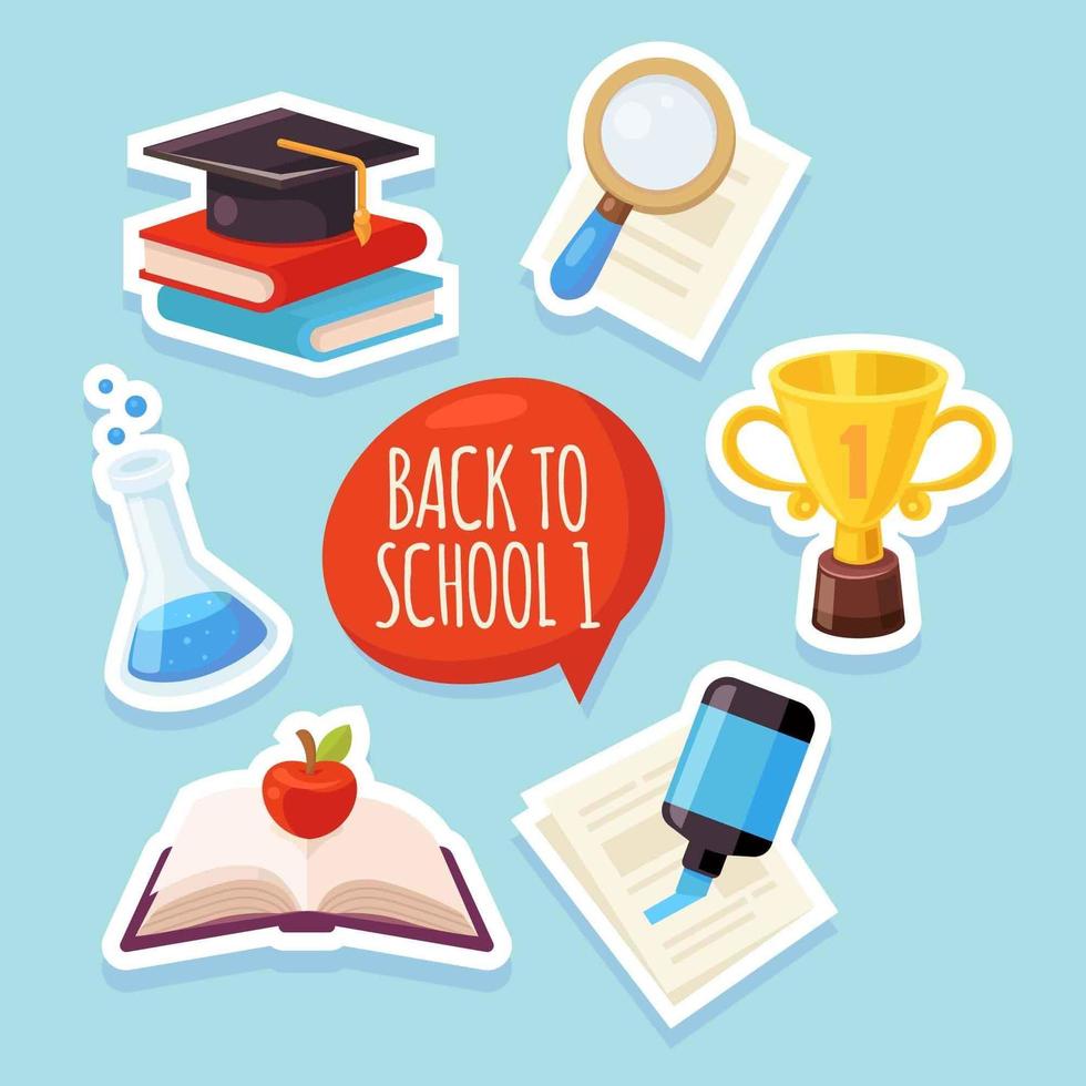 Set of Back To School Sticker vector