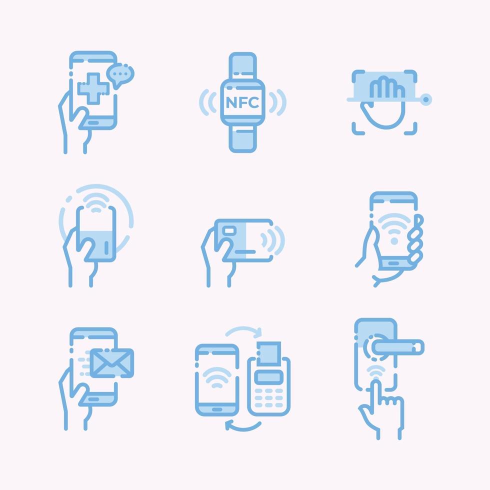 Set of Supporting Contactless Technology Icon vector