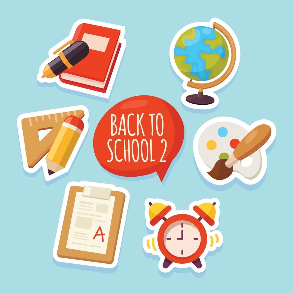 Set of Back To School Sticker vector