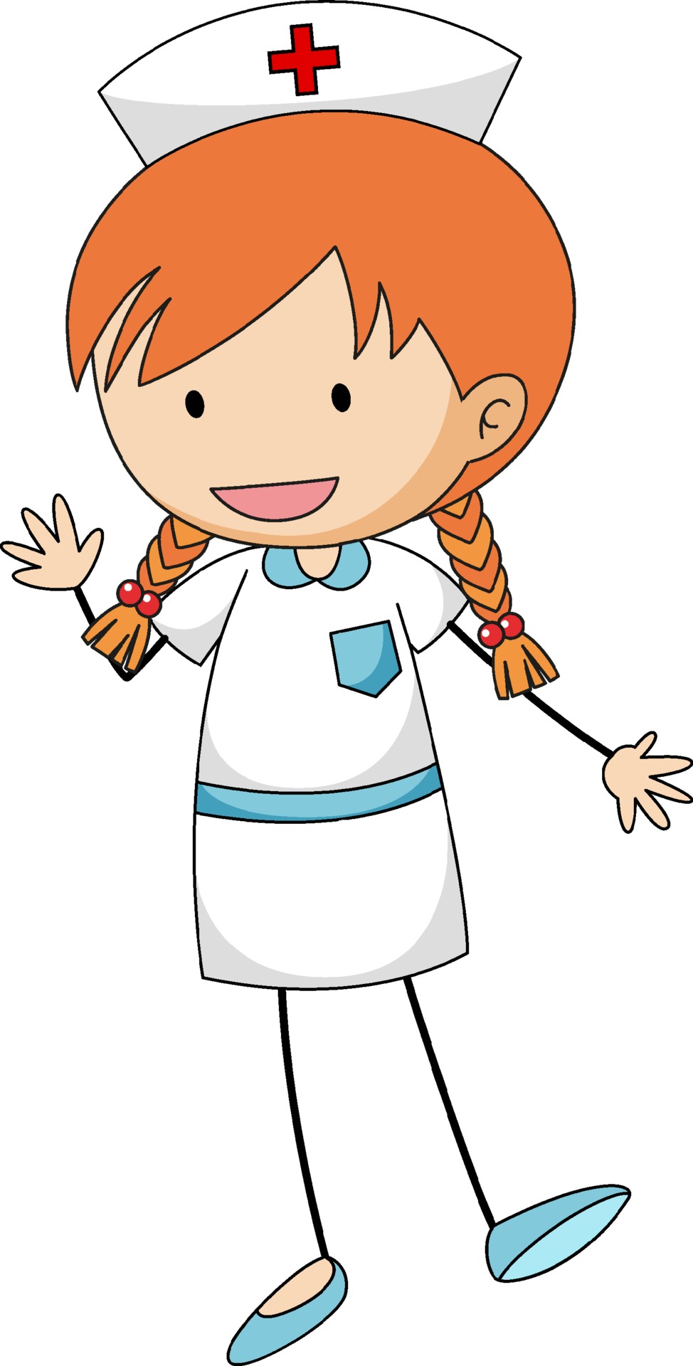 Cute nurse doodle cartoon character isolated 2189115 Vector Art at Vecteezy