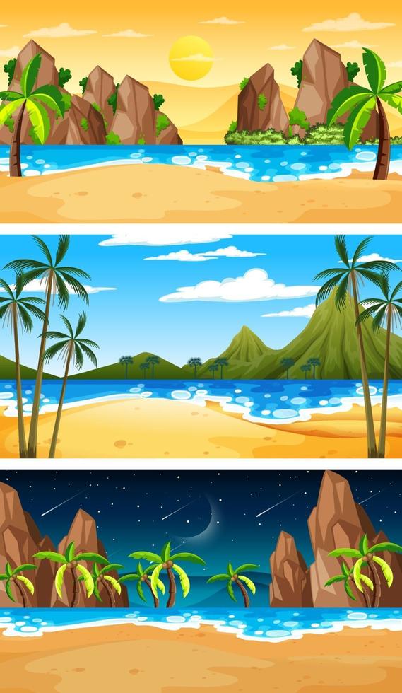 Conjunto de diferentes escenas horizontales del bosque en diferentes momentos. vector