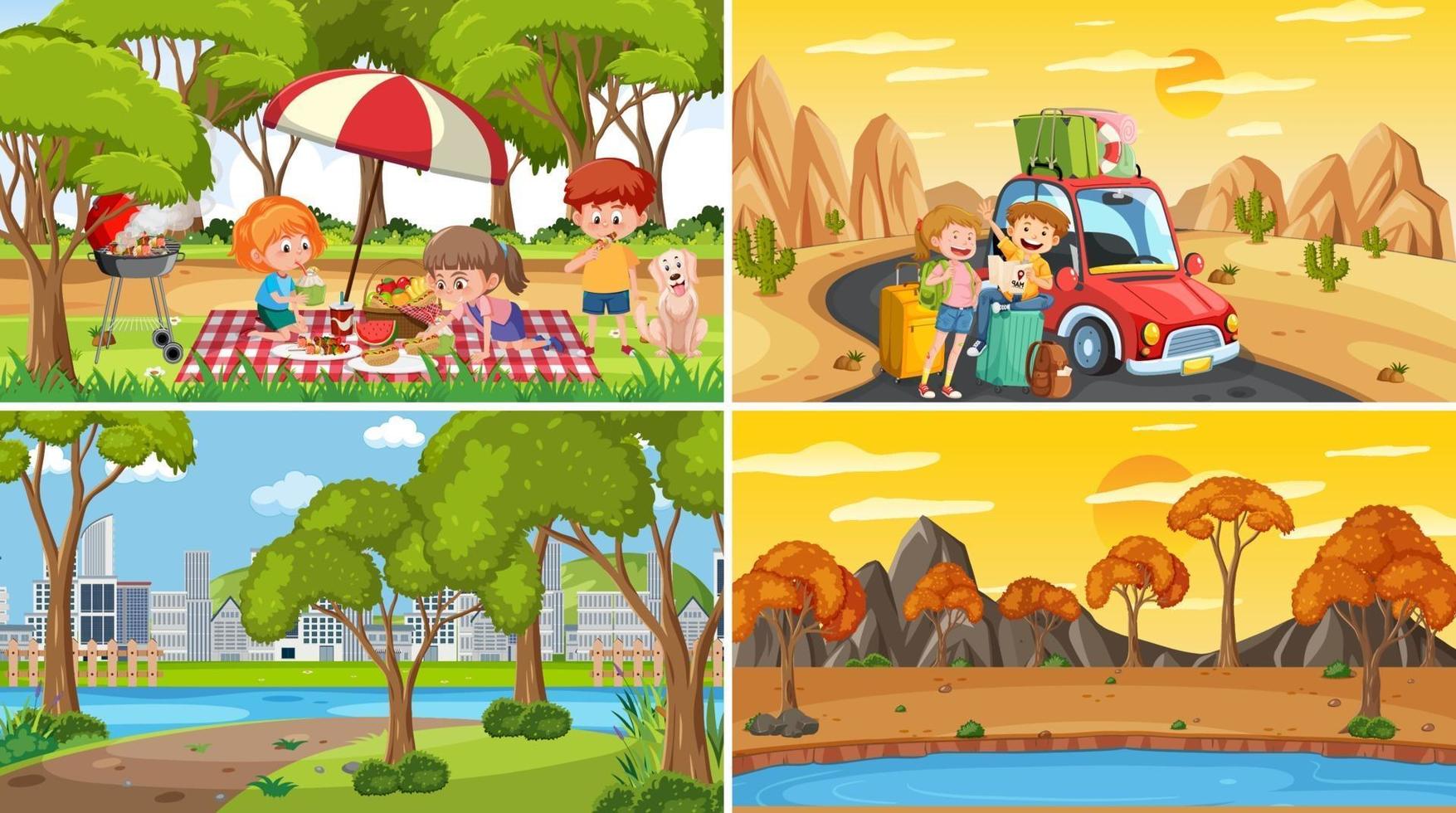 Different background scenes of nature in set vector