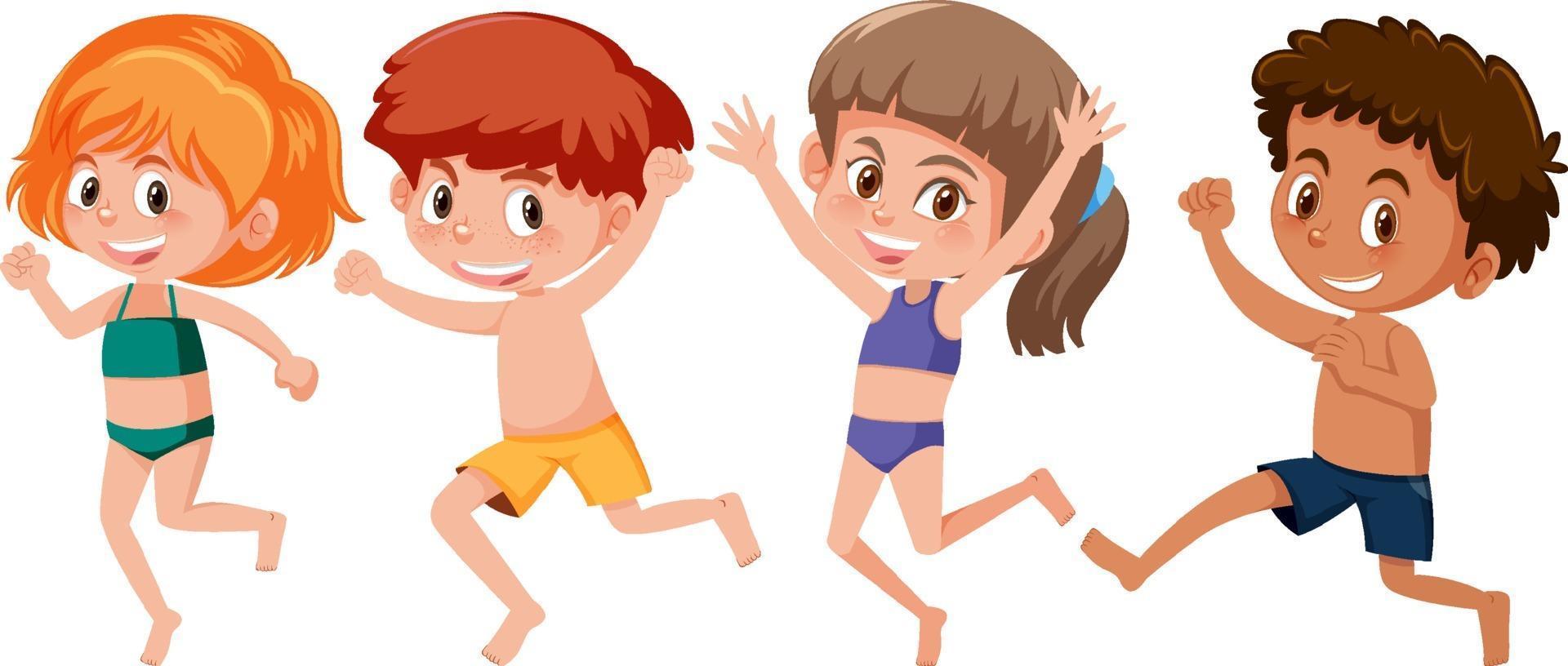 Set of different kids cartoon character in summer theme vector