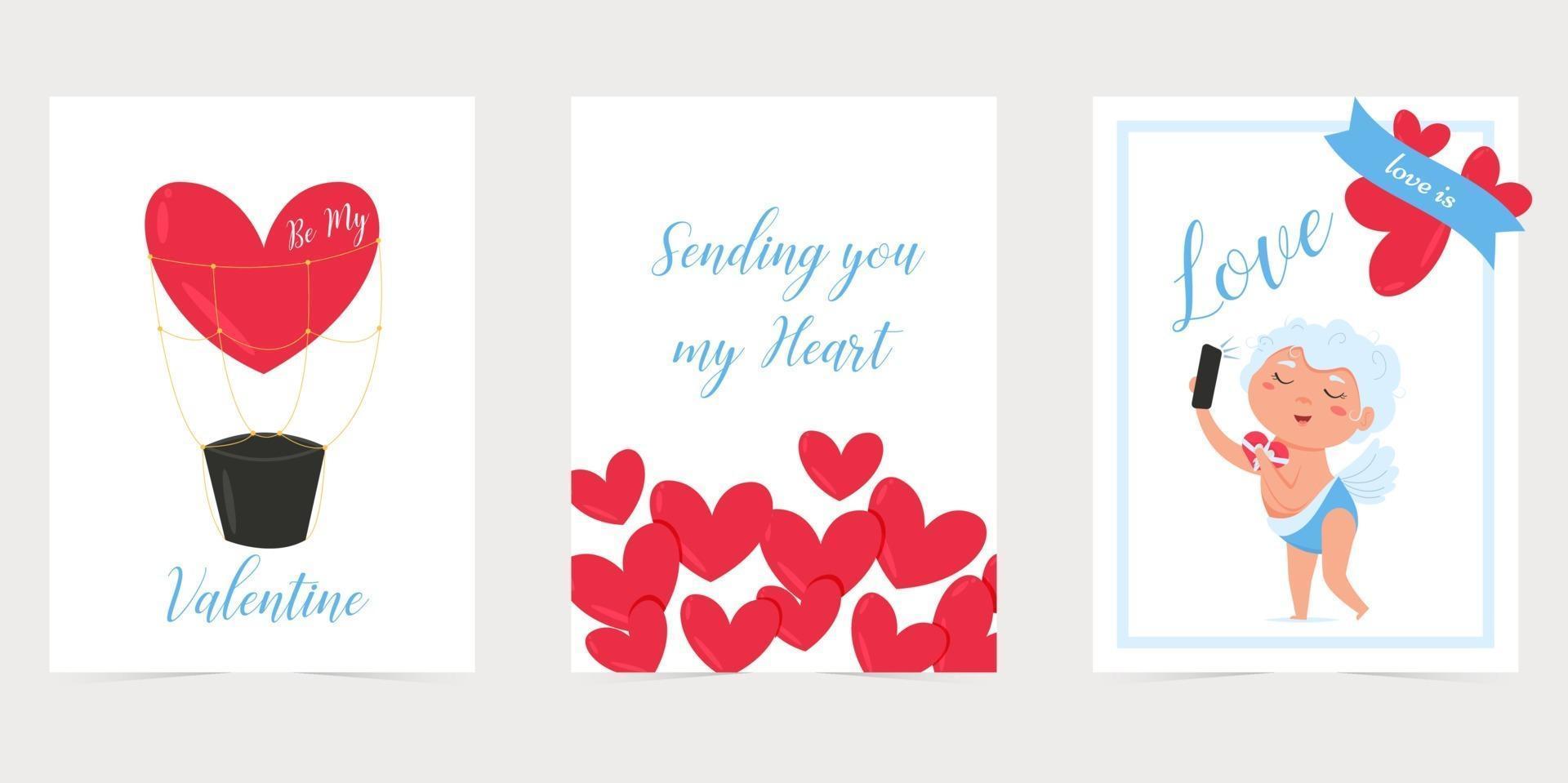 tarjeta de San Valentín con corazón rojo. te amo banner. Cartel o tarjeta de felicitación del día de San Valentín de vacaciones románticas. vector