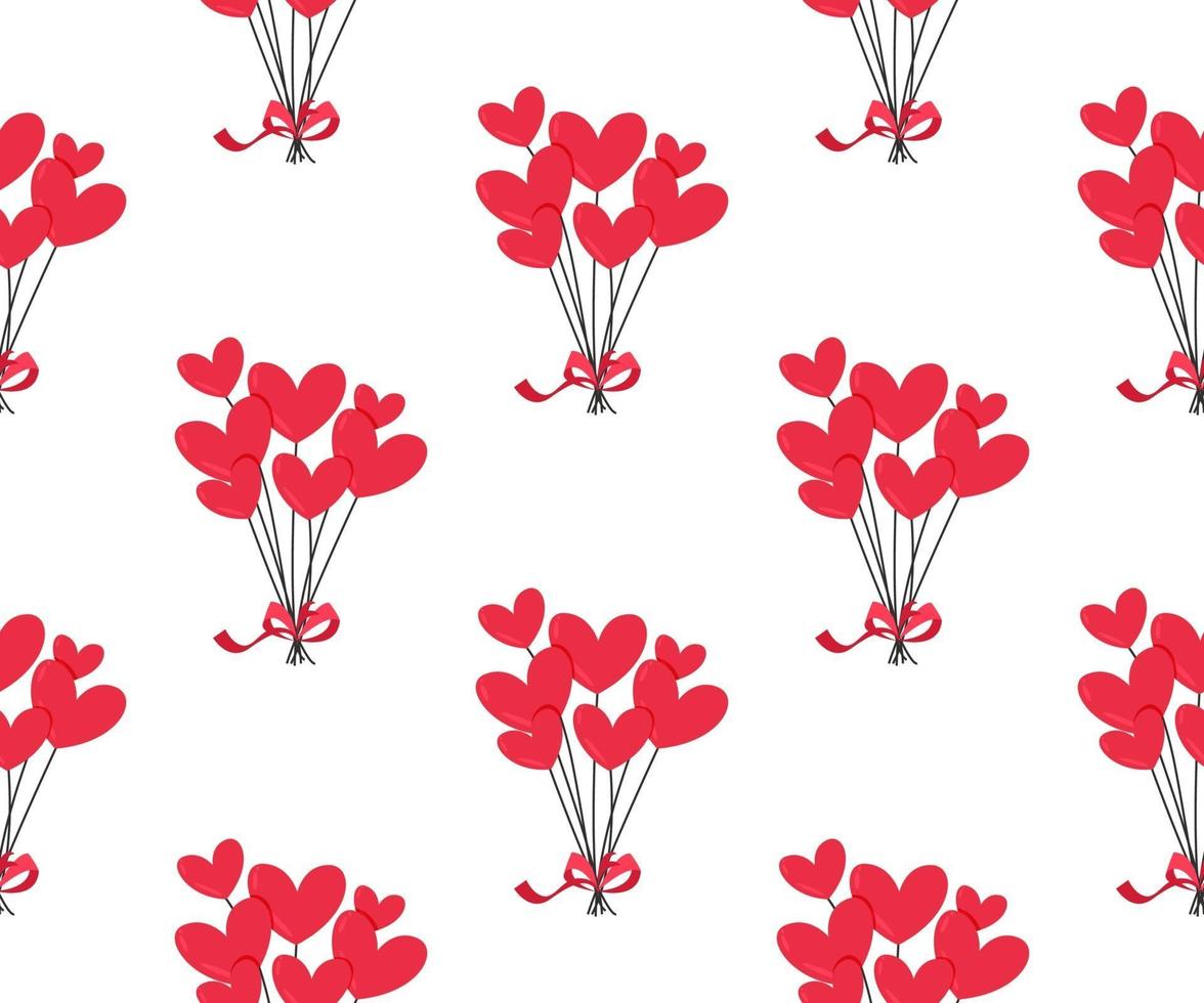 Red heart balloons seamless pattern. vector