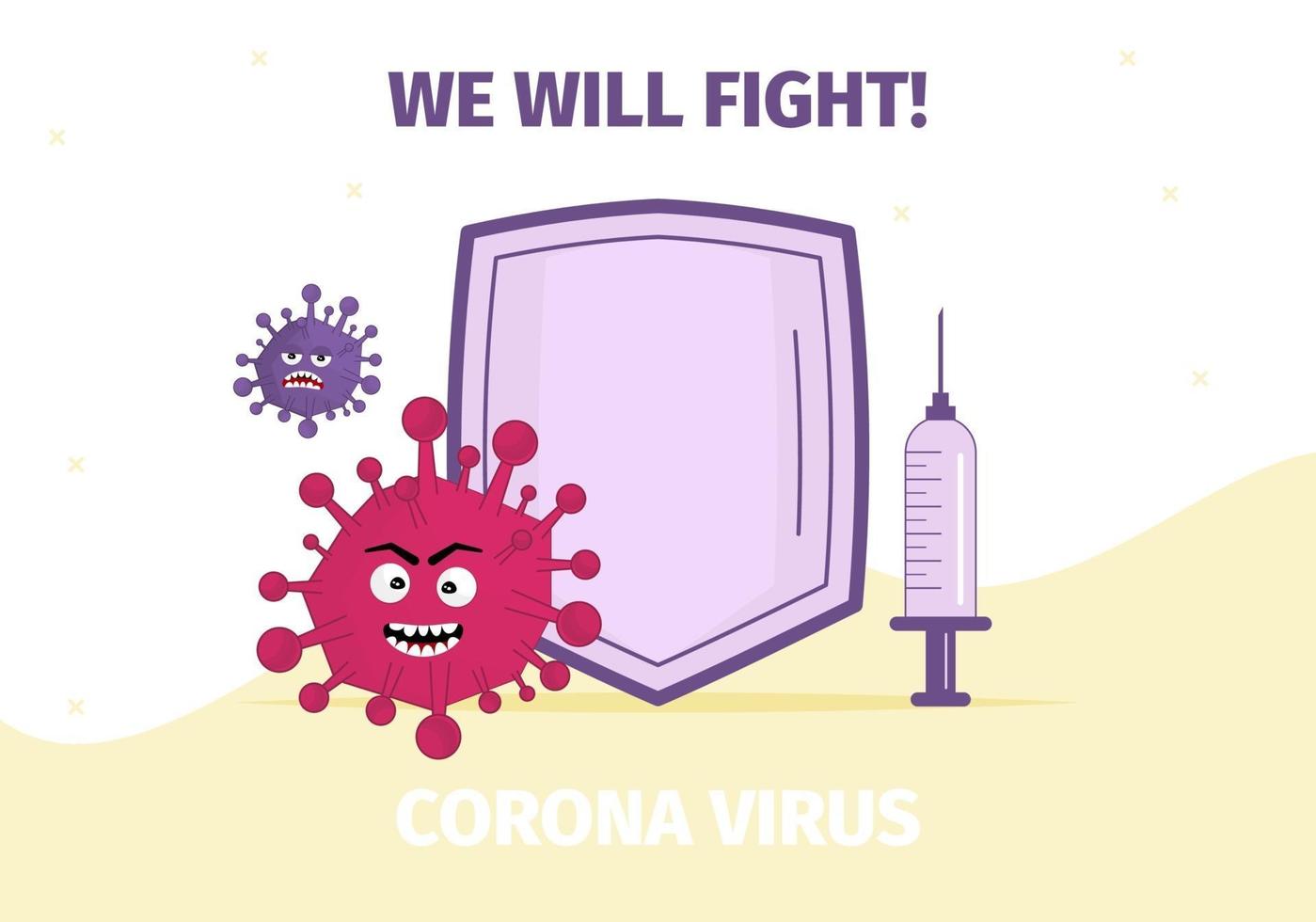 Stop Virus concept vector illustration. Shield and mask protection