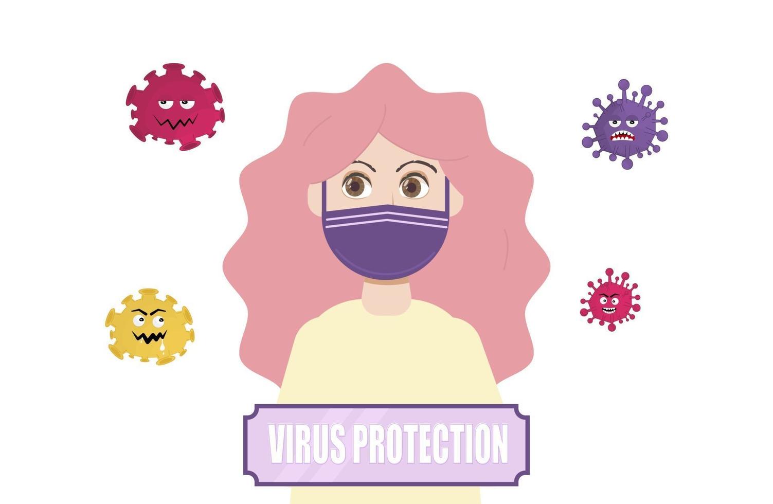 detener la ilustración de vector de concepto de virus. doctora en máscara.
