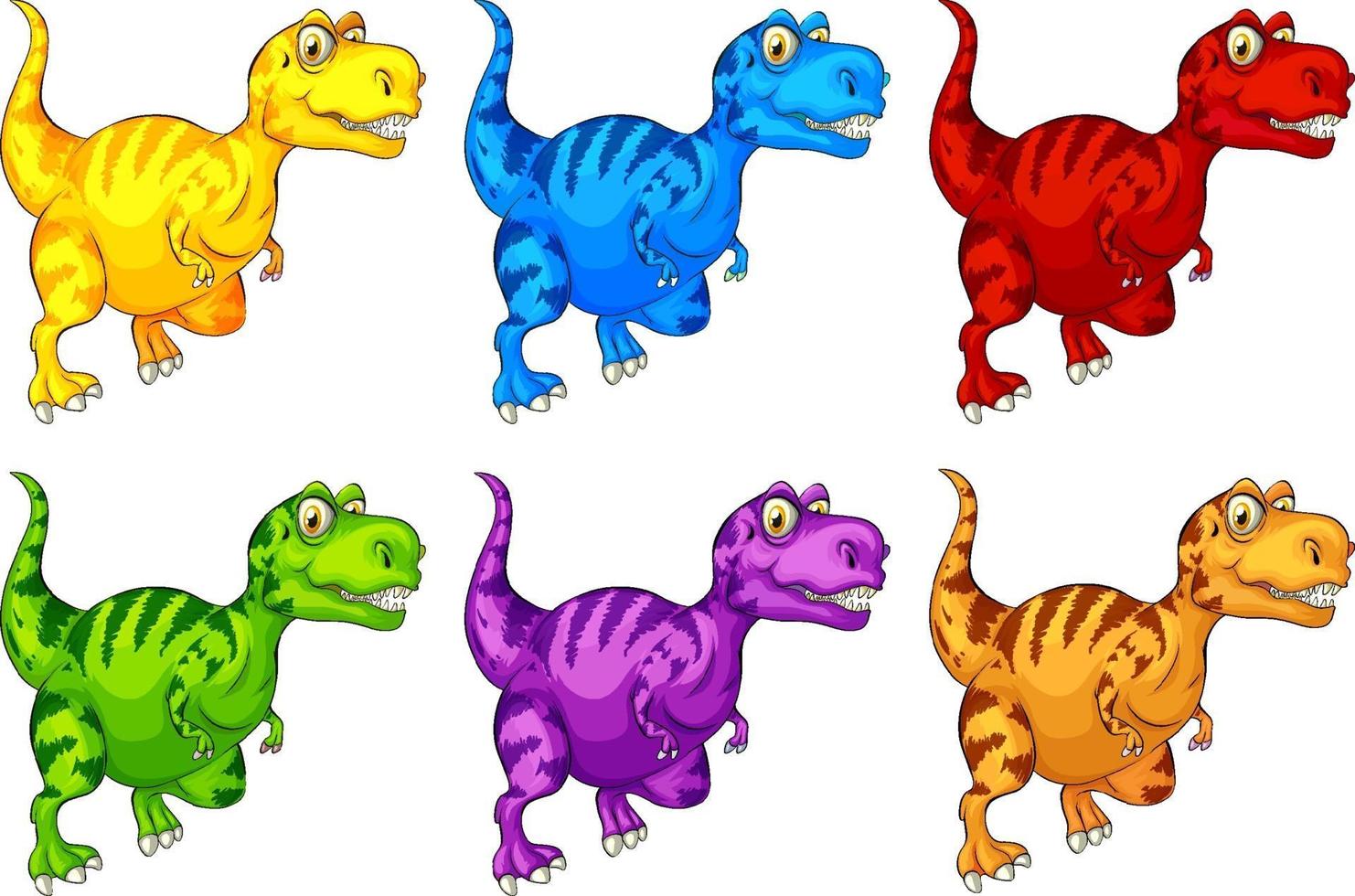 Set of Raptorex dinosaur cartoon character vector