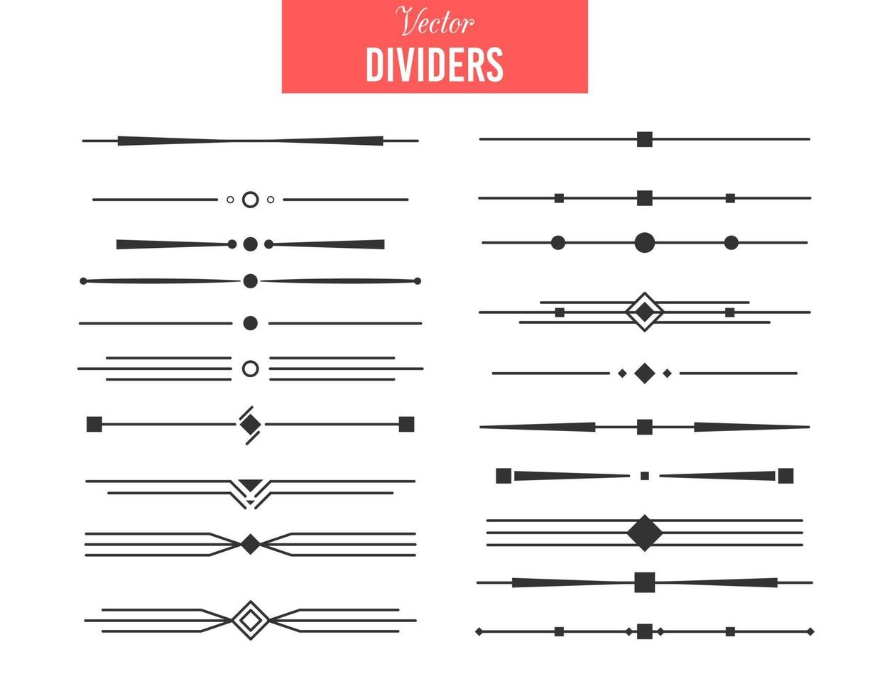 divisores vector conjunto de diseño caligráfico