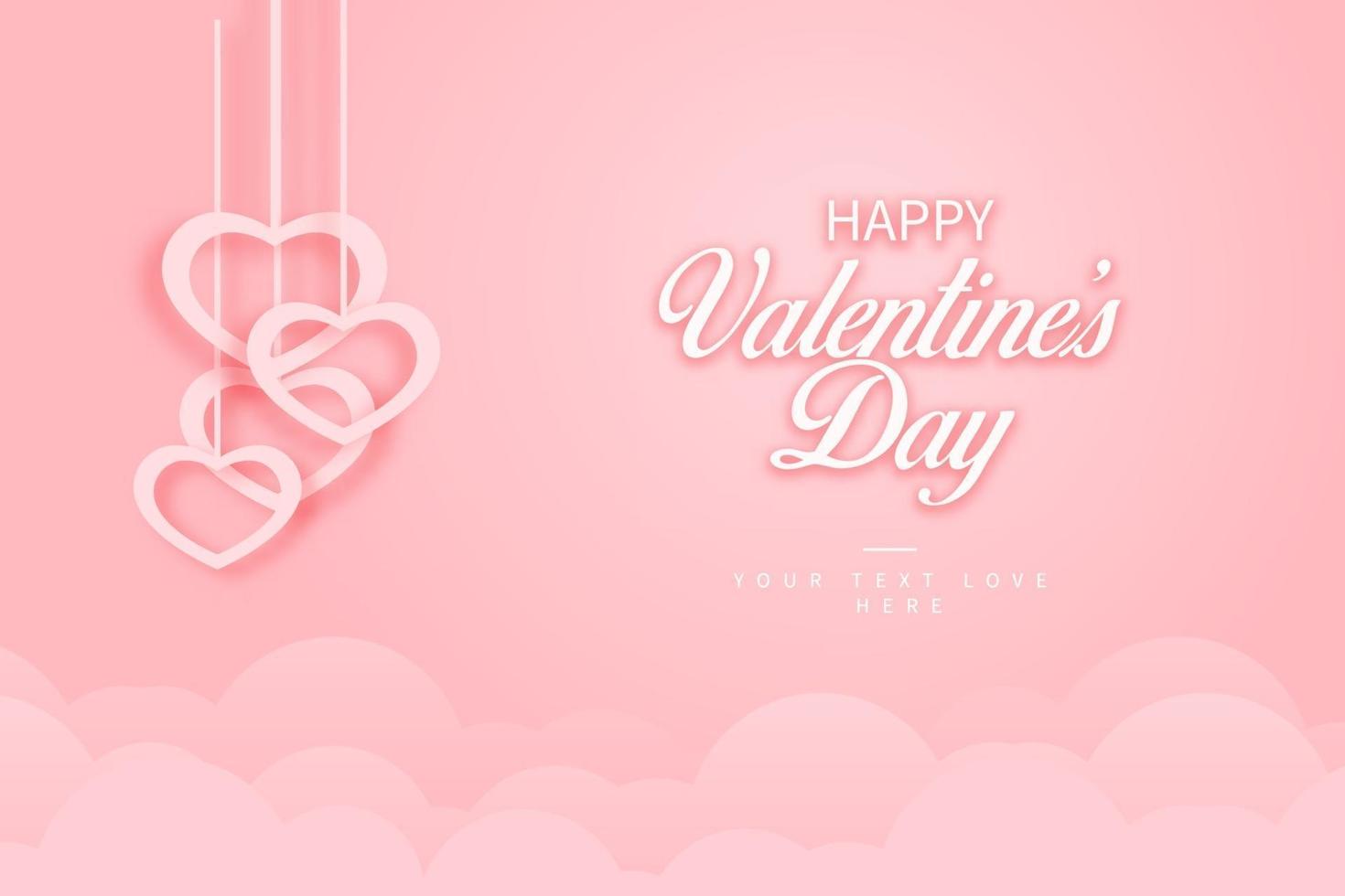 Fondo realista del día de San Valentín feliz, postal de cita romántica, tarjeta, invitación, diseño de plantilla de banner vector