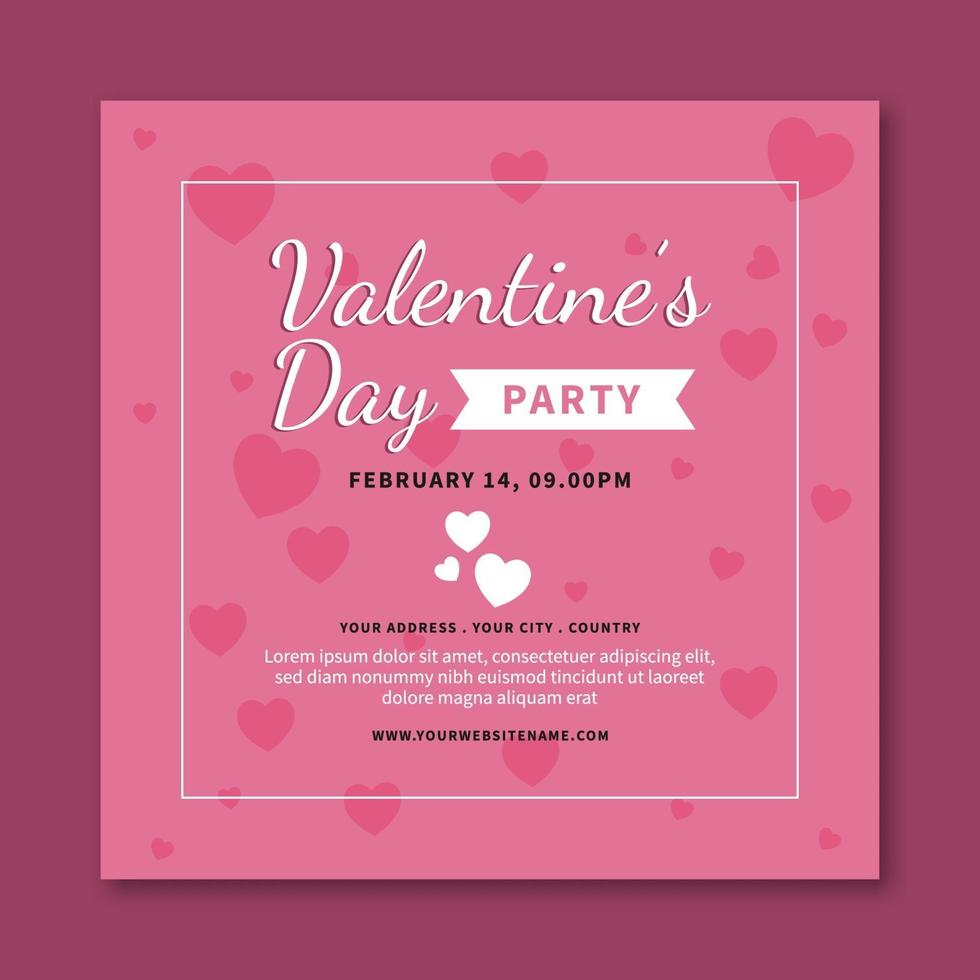 Valentine's day party banner for  social media post template. professional web banner promotion advertising design vector