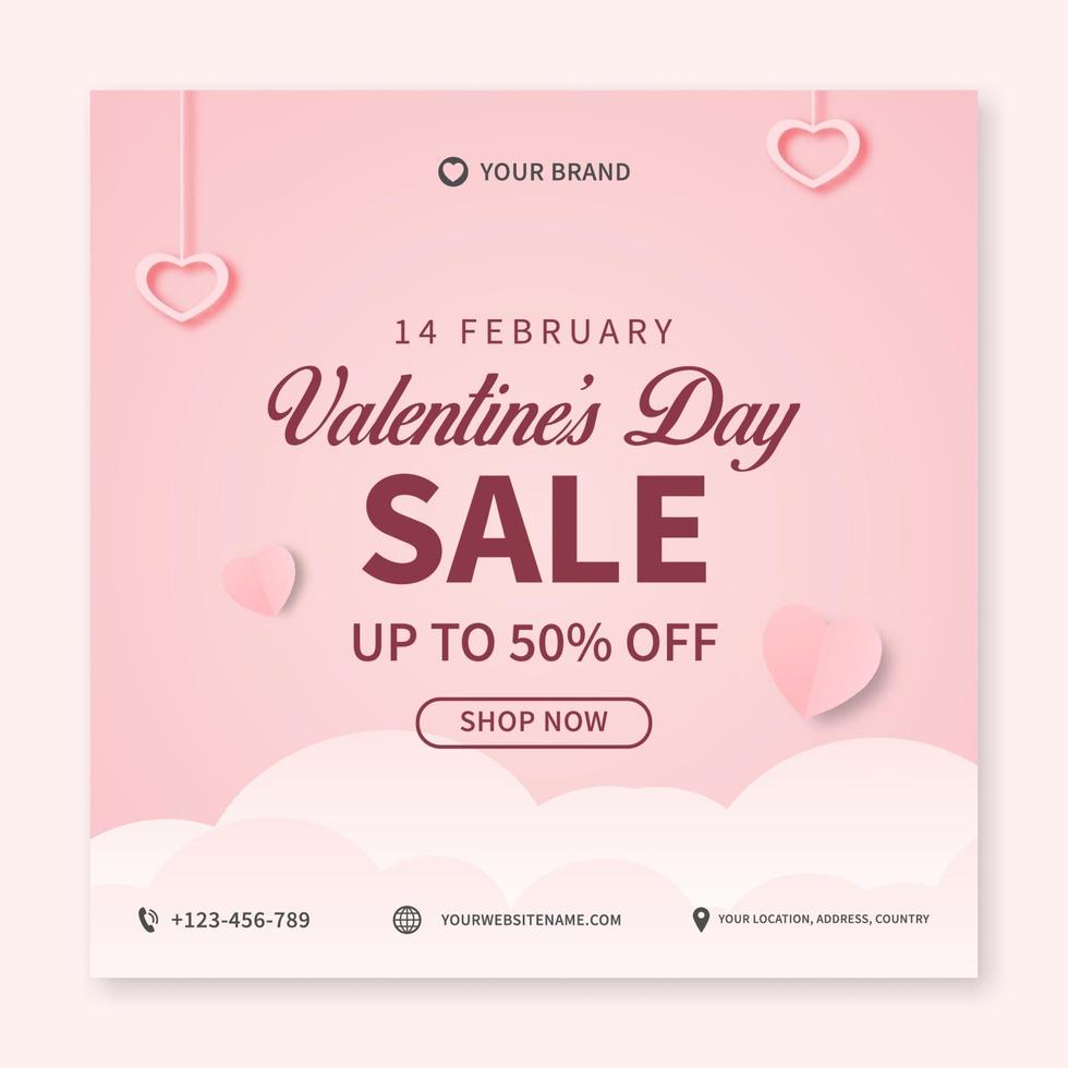 Creative Valentine's day sale banner concept for social media post template. web banner promotion design vector