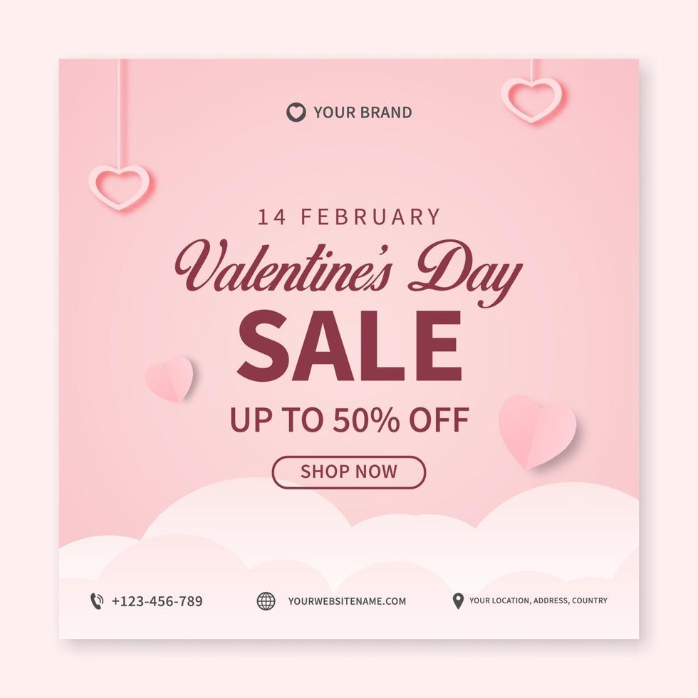 Creative Valentine's day sale banner concept for social media post template. web banner promotion design vector