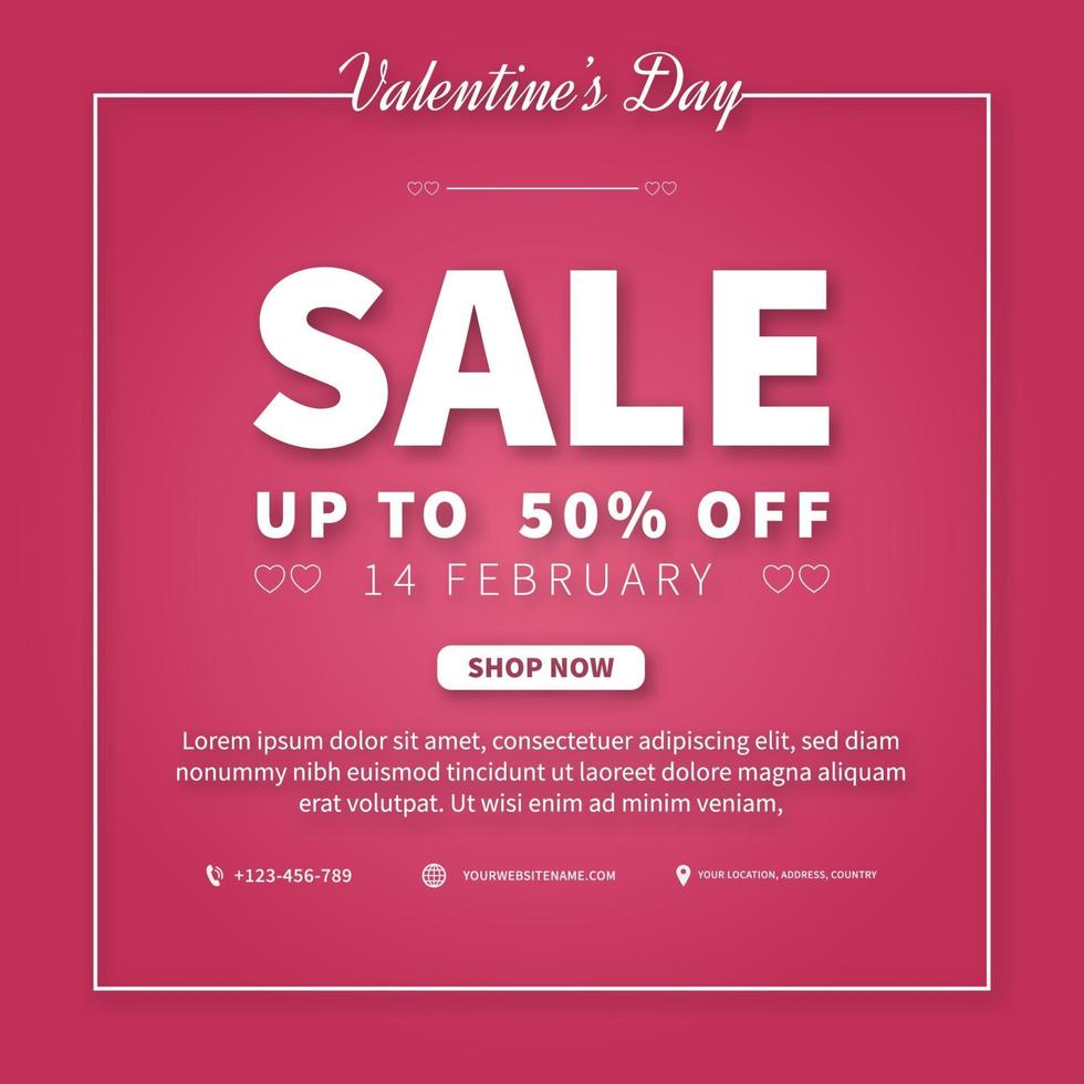 Valentine's day sale banner or flyer promotion design template. web banner advertising design vector