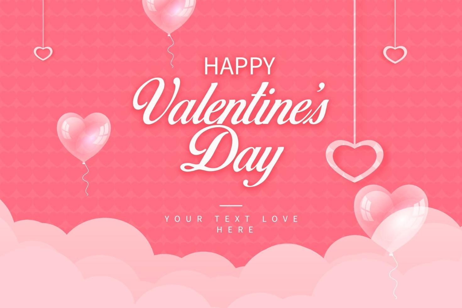 Happy valentine's day background concept in realistic Heart Balloon decoration style. Romantic quote postcard, card, invitation, banner template design vector