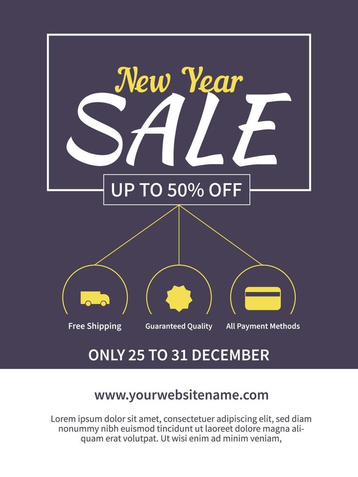 new year sale banner poster template design for promotion discount vector