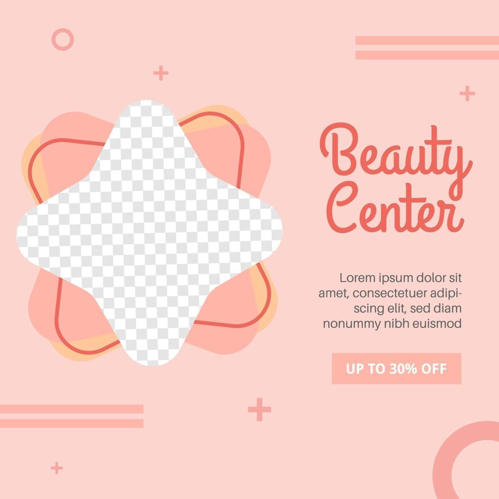 Creative vector cute beauty center social media post template. professional web banner vector