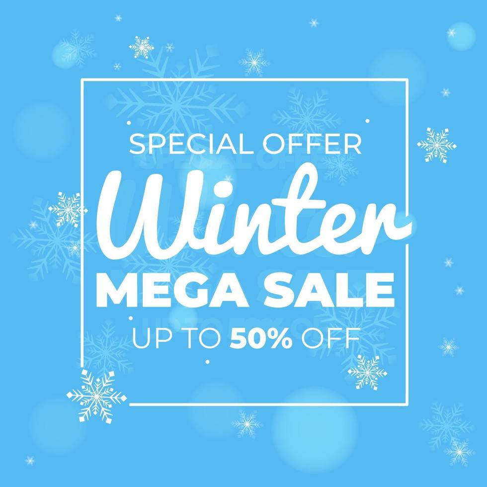 Special offer winter mega sale banner template design, good for your online promotion vector