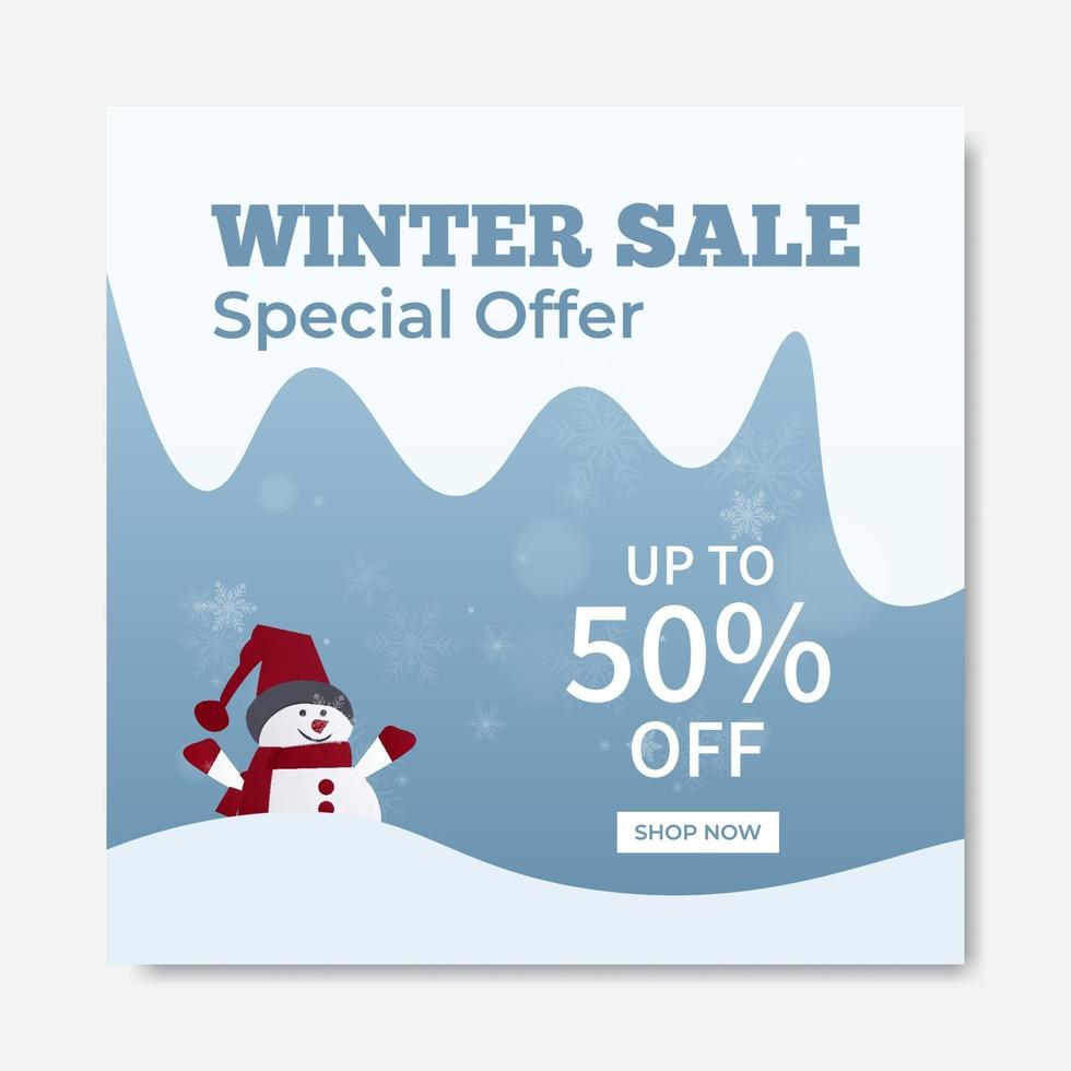 Creative premium winter sale social media post template design concept. online banner promotion. ads web banner vector