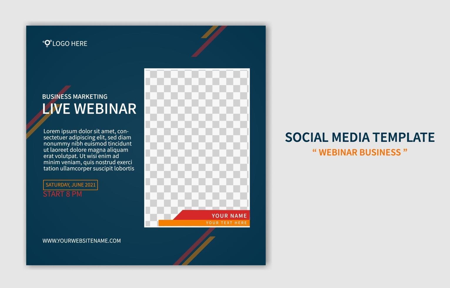 Creative modern live webinar social media post template. online marketing promotion. web banner business concept design vector