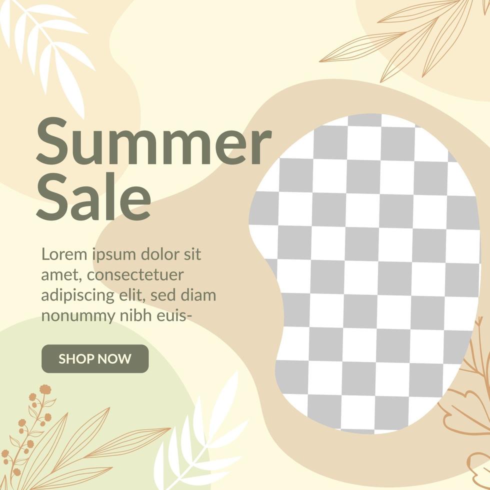Modern abstract summer sale banner for social media post template design in sweet color floral style, good for your online promotion vector