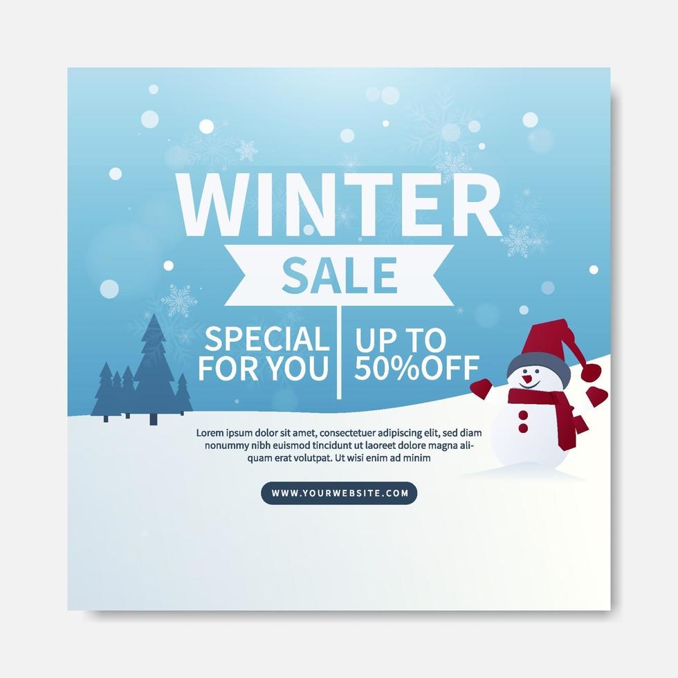 Creative winter sale social media post template design concept. online banner promotion. ads web bannerr vector