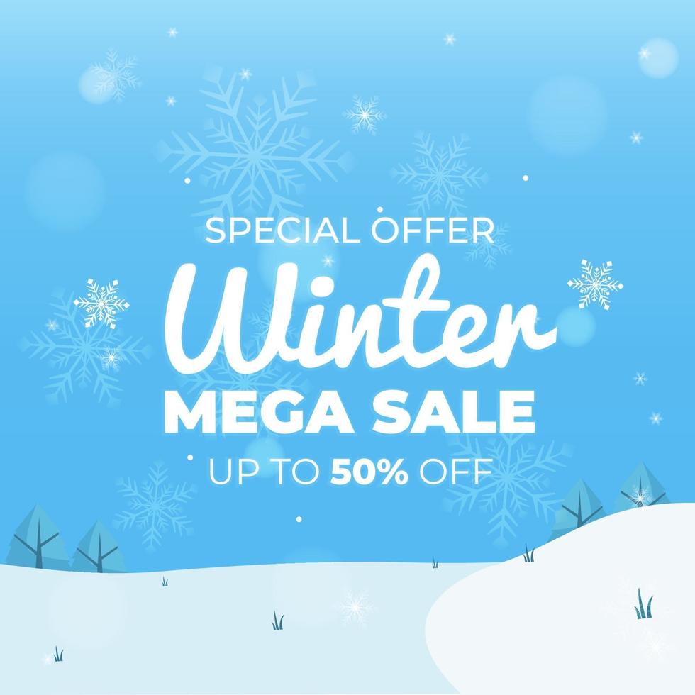 Special offer winter mega sale banner template in flat design, good for your online promotion vector