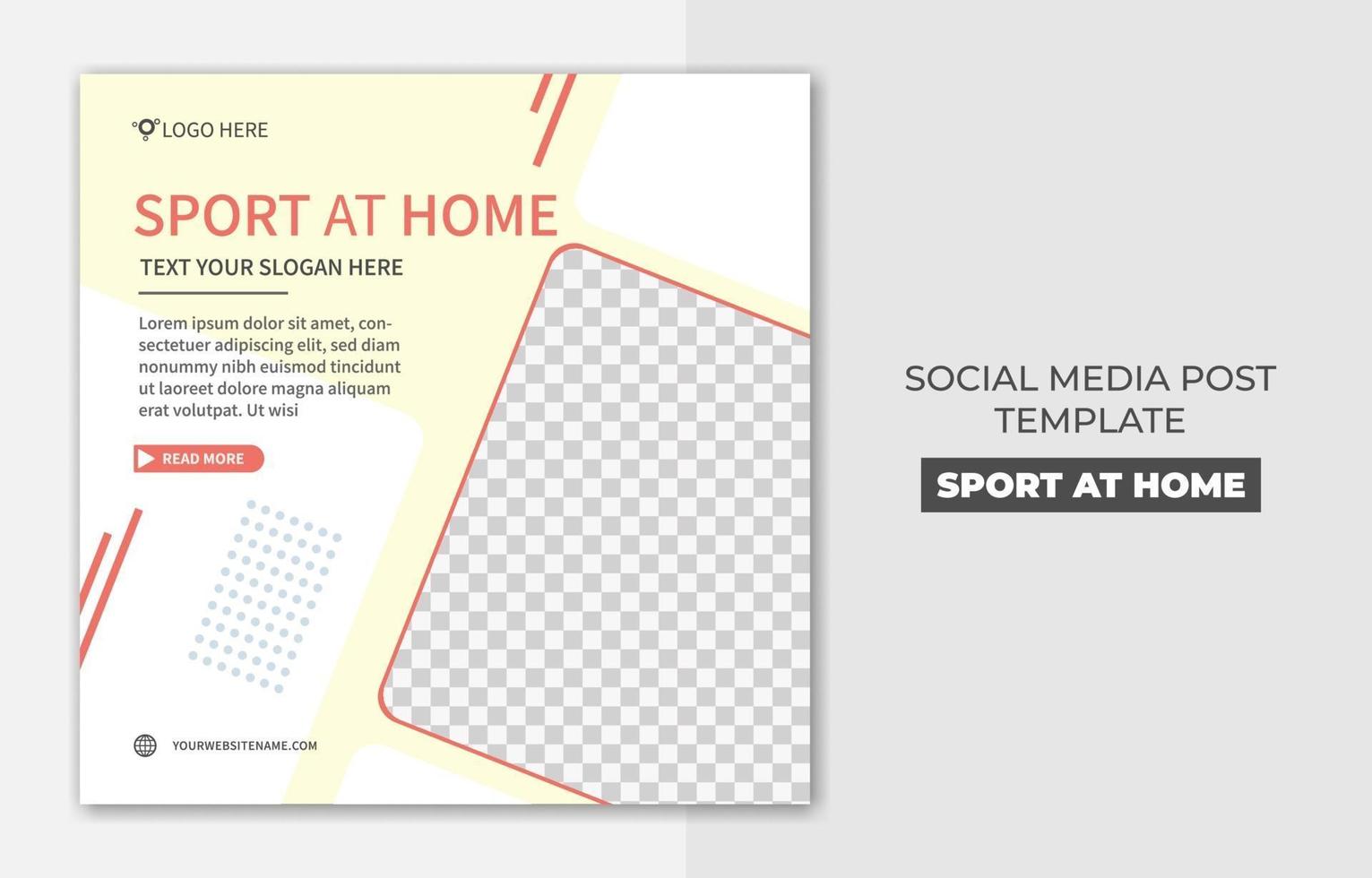 Square sport at home banner for social media post template design, good for your online promotion vector