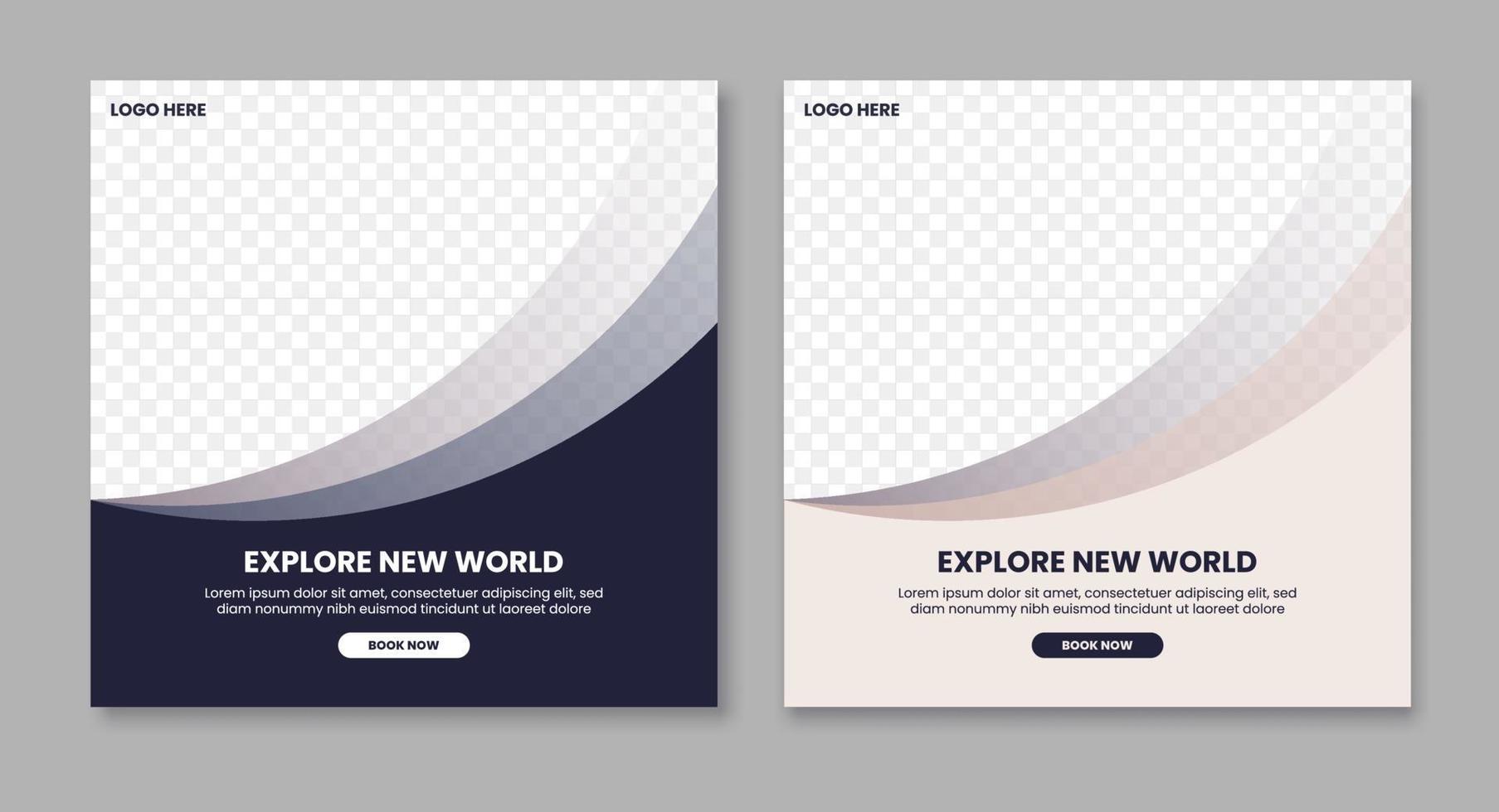 Creative geometric travel social media post template promotion banner. web banner advertising design vector