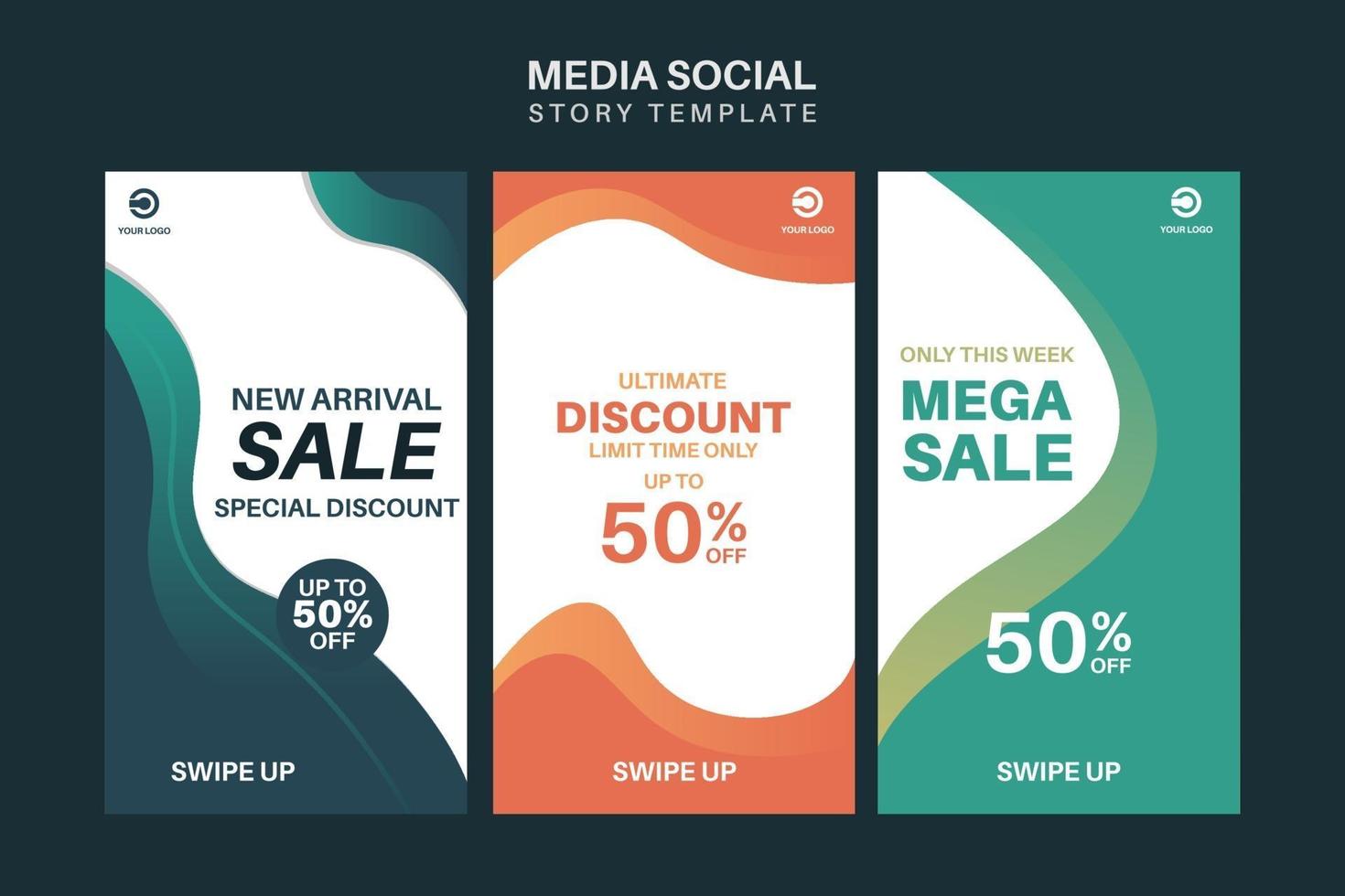 Set Trendy editable sale and discount social media Stories template. Design for social media post template banner vector