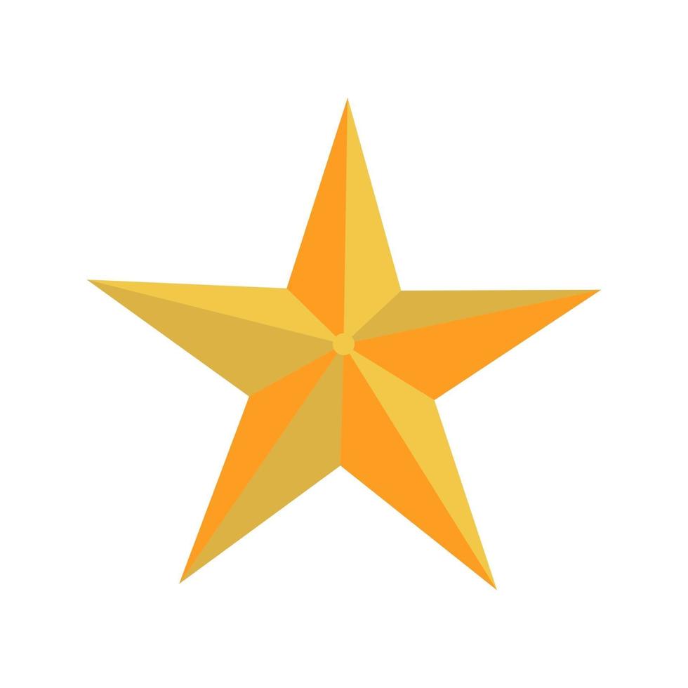 Vector image of a bright yellow star with edges on a white background. logo, icon