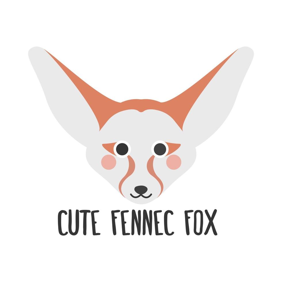 Imagen Vectorial De Una Linda Cara De Zorro Fennec Con Una Inscripcion Sobre Un Fondo Blanco Estilo Plano Logo Icono Vector En Vecteezy