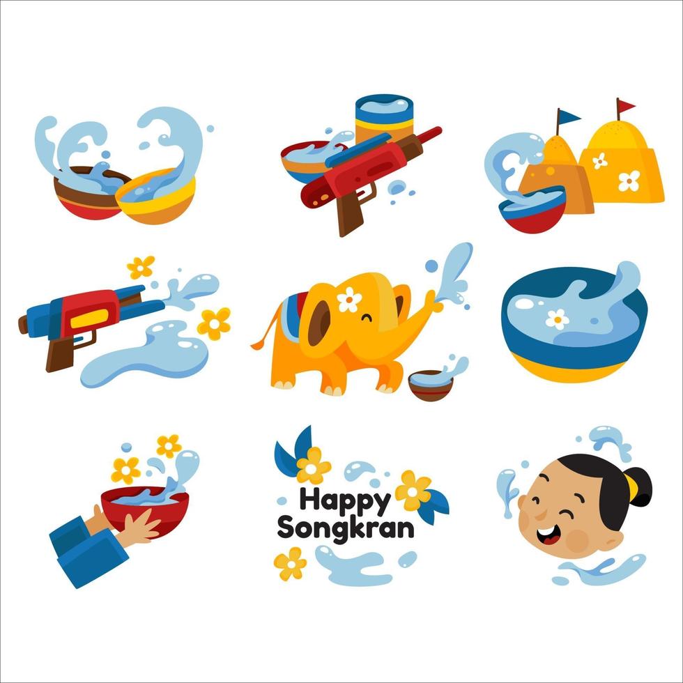 etiqueta engomada de la fiesta de songkran vector