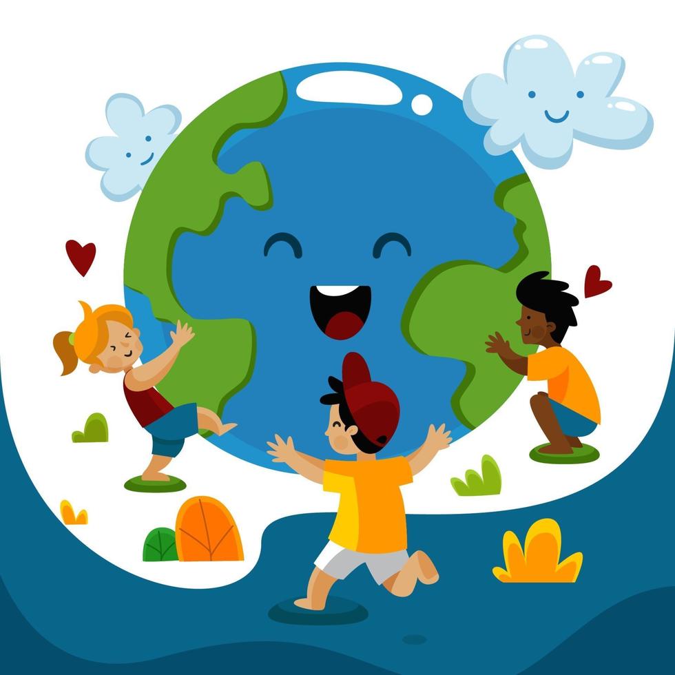 Earth's Day Awareness with Kids vector