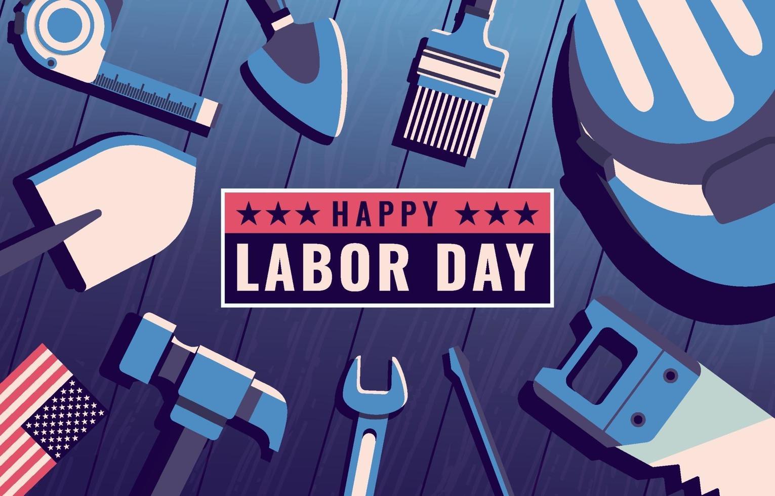 Happy Labor Day with Construction Tools vector