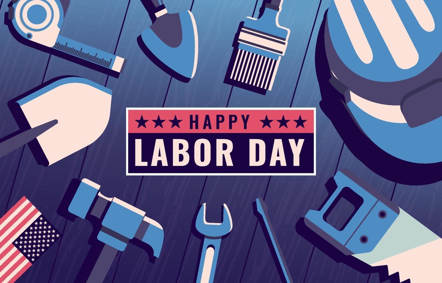 feliz dia del trabajo con herramientas de construccion vector