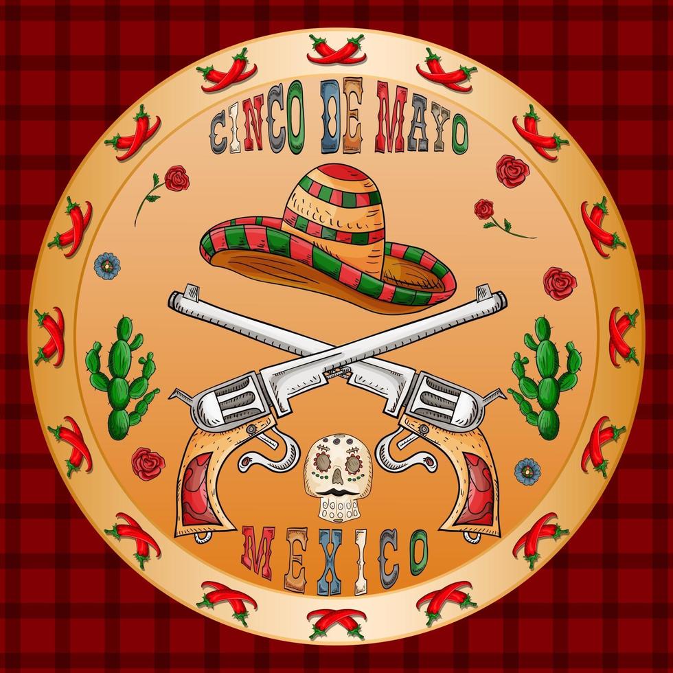 diseño de ilustración sobre el tema mexicano de la celebración del cinco de mayo vector