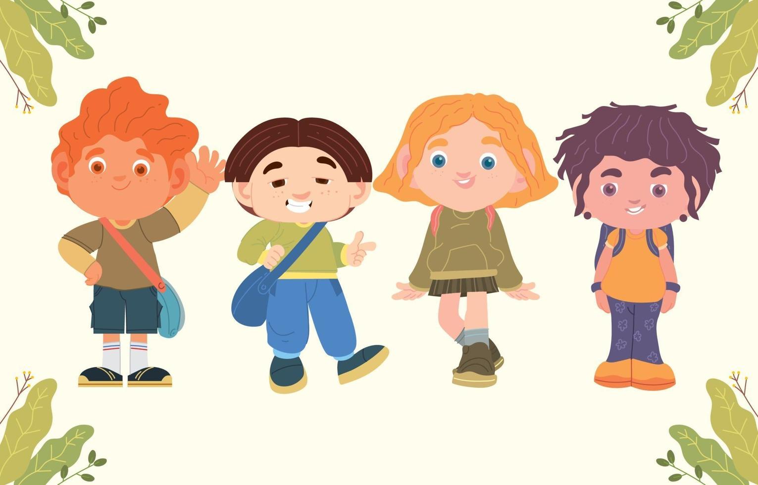 personaje de dibujos animados de niños de escuela vector